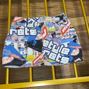 Edikted Kawaii Print Denim Skirt Xs
